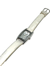 Vintage Watches Fossil Silver Quartz Watch White Strap  Rectangular Dial Tank