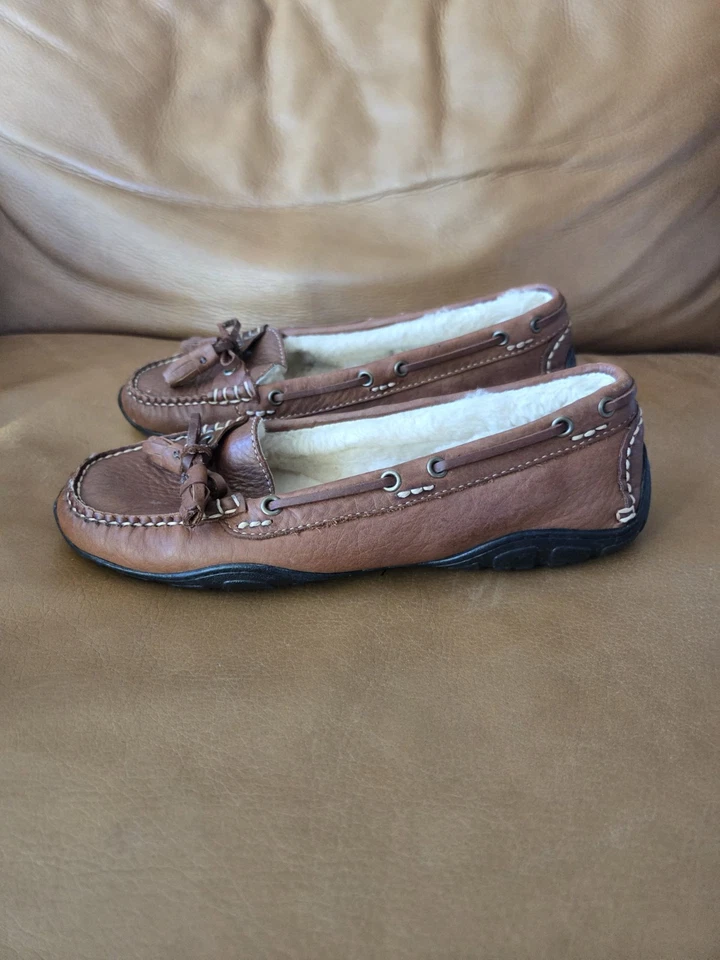 L.L. Zapatillas mocasín de cuero forradas Bean Sherpa zapatos para mujer 6,5 marrón Foto 4 de 4