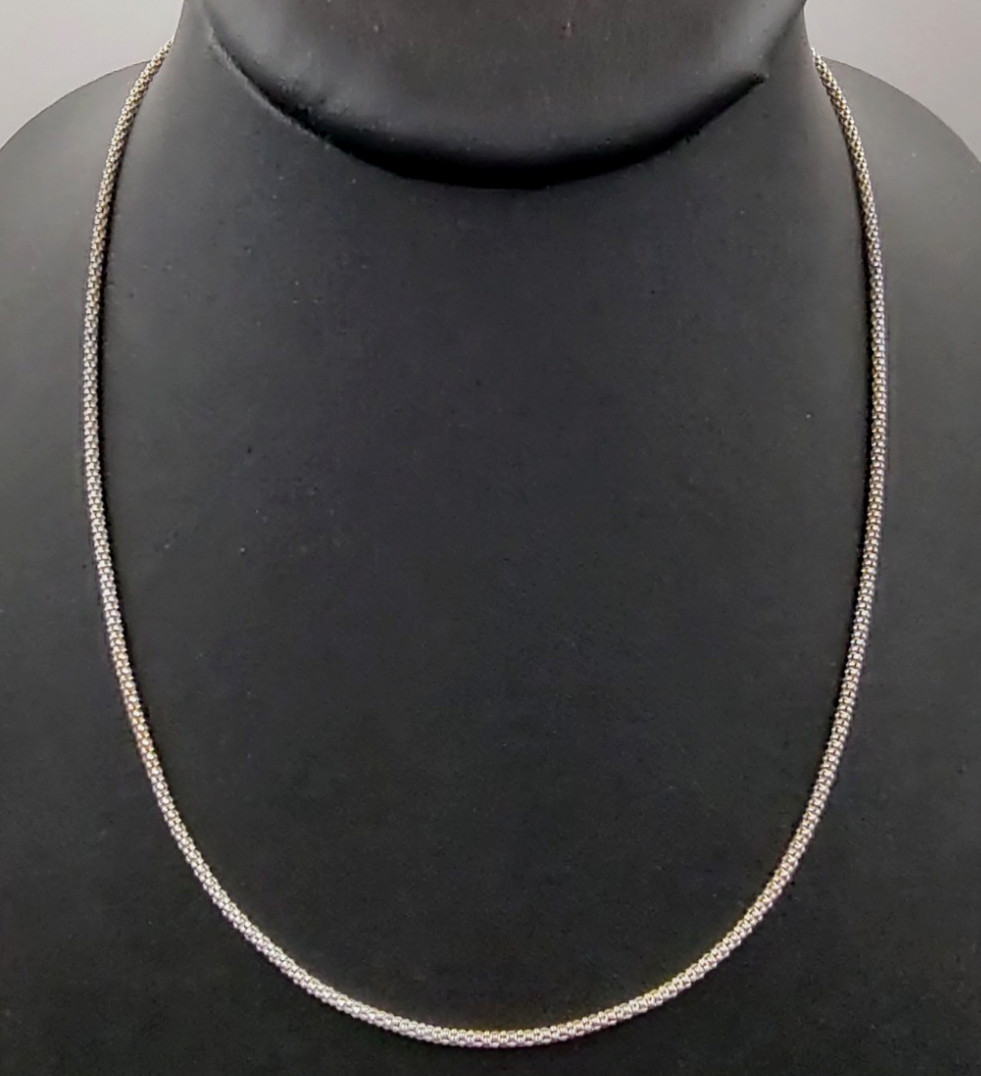 Estate QVC Italian Sterling Silver 1.7mm Popcorn Chain Necklace 17"