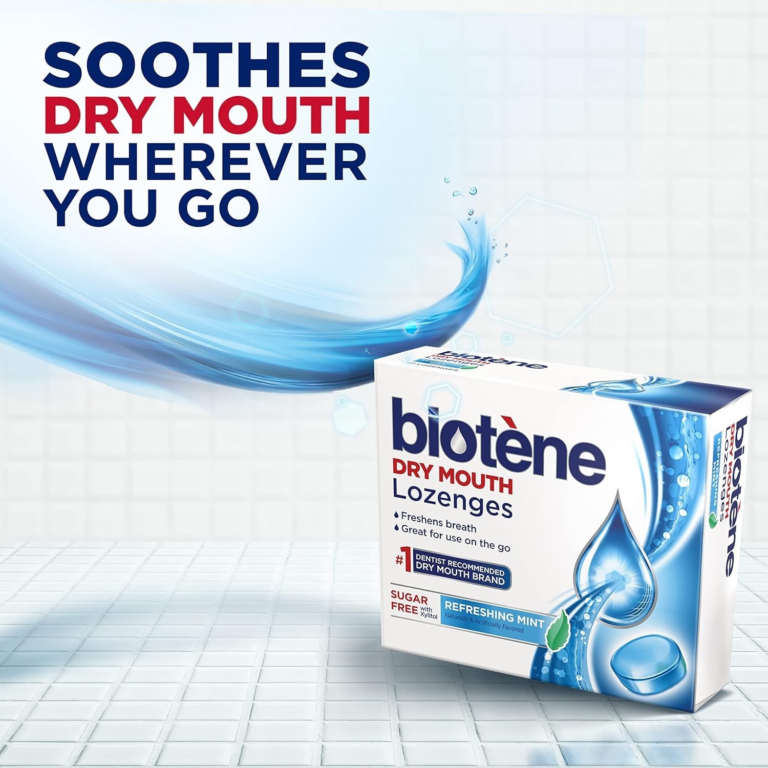 Fresh Breath with Biotene 27 Count Dry Mouth Lozenges - Mint Flavor, 10 Calories
