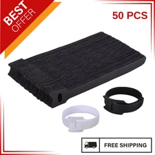 50PCS💥Reusable Cable Straps Wire Organizer Hook Loop Ties for Laptop & Home