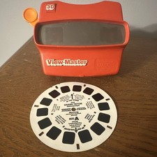 Vtg 1983 3D VIEW-MASTER Red Reel Viewer Orange Handle Viewmaster Tested