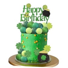 24 PCS St. Patrick's Day Cake Topper Green Lucky Clover Shamrock Cake