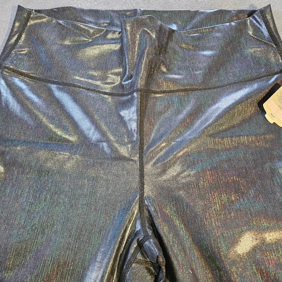 Mono B Holográfico Metálico Cintura Alta Leggings Pantalones Yoga Talla 2XL Foto 2 de 4