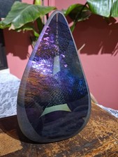 Large Iridescent Unusual Signed 2001 Teardrop Shaped Paperweight