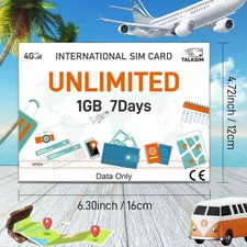 Unlocked Phones/Hotspots Compatible - 1GB 7Day Ultra-4G LTE International SIM