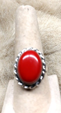RED CORAL STERLING SILVER RING/Sz. 8 /NEW