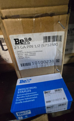 BeA 23 GA PIN 1/2'' S712NK Headless Pins Box of 10,000