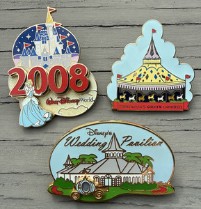 Set of 3 CINDERELLA Themed DISNEY Trading PINS Castle CAROUSEL Wedding PAVILION