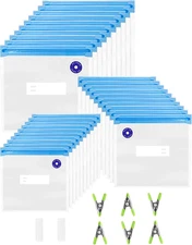 38 PCS Reusable Vacuum Zipper Bags Kit for Sous Vide Cooking, 30 Food Storage Va