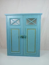 Teamson Home Wall Cabinet 24"x19"x7" Wooden w/2 Doors in Teal+1 Adjustable Shelf