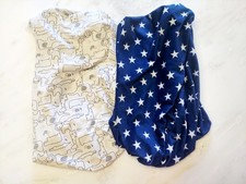 Lot 2 Changing Pad Covers Boy Navy Blue Stars Plush Grey Safari Animals Cotton