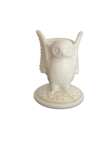 Vintage White Milk Glass Owl Toothpick Holder