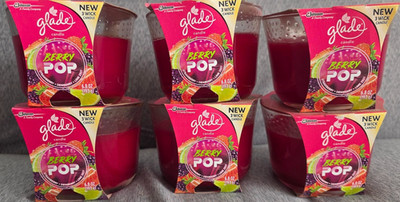 6 Glade BERRY POP CANDLES Strawberry Dewberry Lime Zest 3 wick 6.8 oz oil each