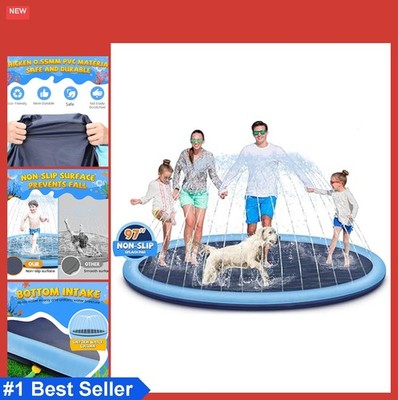 Splash Pad Extra Large 97 Inch Non Slip Sprinkler for Kids Dogs Outdoor Summer