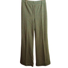 26x32 Vintage Women's Bellbottom Pants 1970's Wide-Leg Checkered Green Hippie