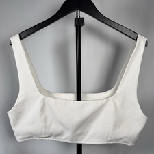 Princess Polly Cream Square Neck Cropped Corset Tank Top SIZE 10 Stretch