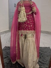 Attractive Look Crunchy Silk Pink Top Palazzo With Dupatta For Functional Wear