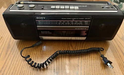 VTG Sony CFS-210 Sound Rider Boombox AM/FM Cassette Tape Black Tested & WORKS