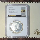 1964 Kennedy Half Dollar 50C Brilliant Unc NGC 8693692-205 90% Silver