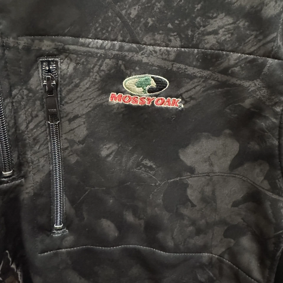 Chaqueta Mossy Oak Camuflaje Negro Y Gris Oscuro 1/4 Cremallera Talla Grande Foto 3 de 4