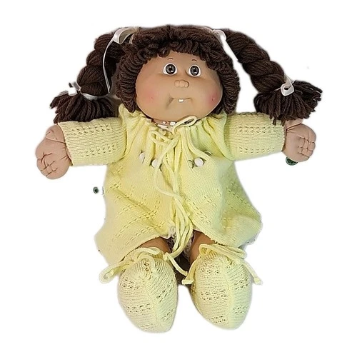 Vintage & Very CUTE 1982 Cabbage Patch Doll Brown Ponytail Hair Light Brow Eyes