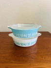 Vintage Pyrex Amish Butterprint 471 Blue And 471 White W Lids