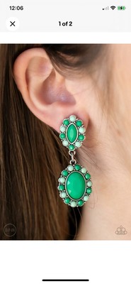Paparazzi ~ Positively Pampered Green Clip On Earrings ~  NEW RELEASE 2021 