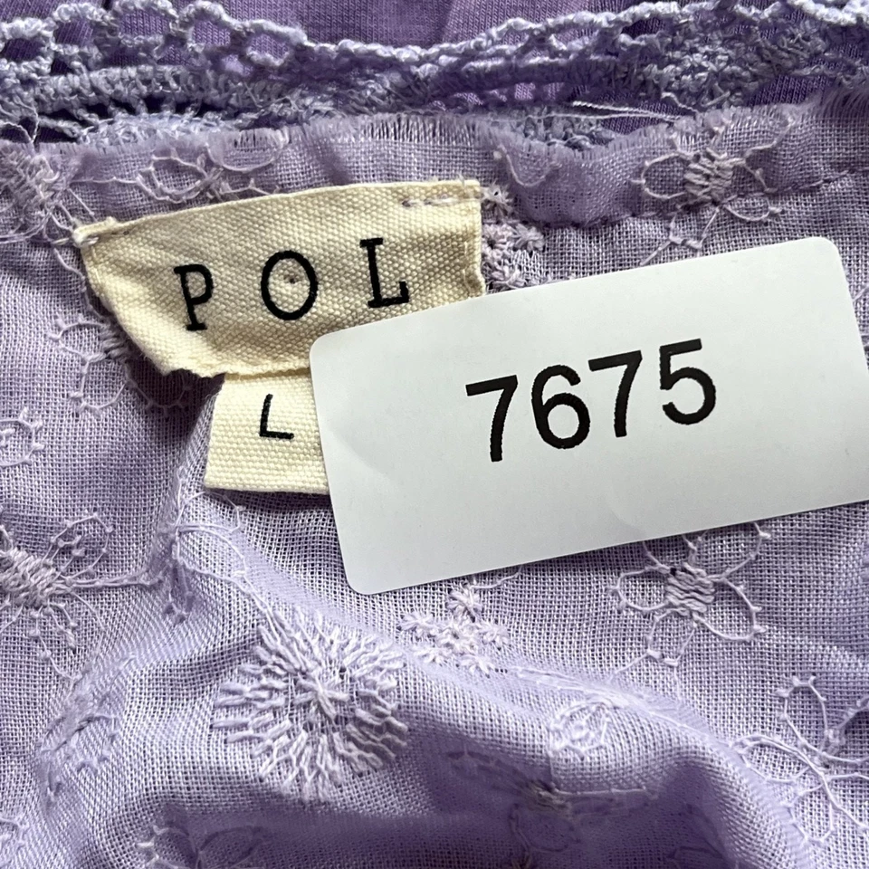 Pol Kimono Cardigan Women's L Purple Boho Lace Embroidered Color Block - Image 3 of 4