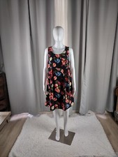 H&M "Mama" Women's Black, Pink, Floral, Side Zip, Sleeveless, Midi Dress Size M