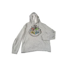 Harry Potter Hoodie Sweatshirt Unisex Adult Small Gray Hogwarts Crest Draco