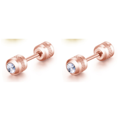 A Pair Surgical Titanium Steel Double Sided Screw Back CZ Stud Earrings 4mm PE65