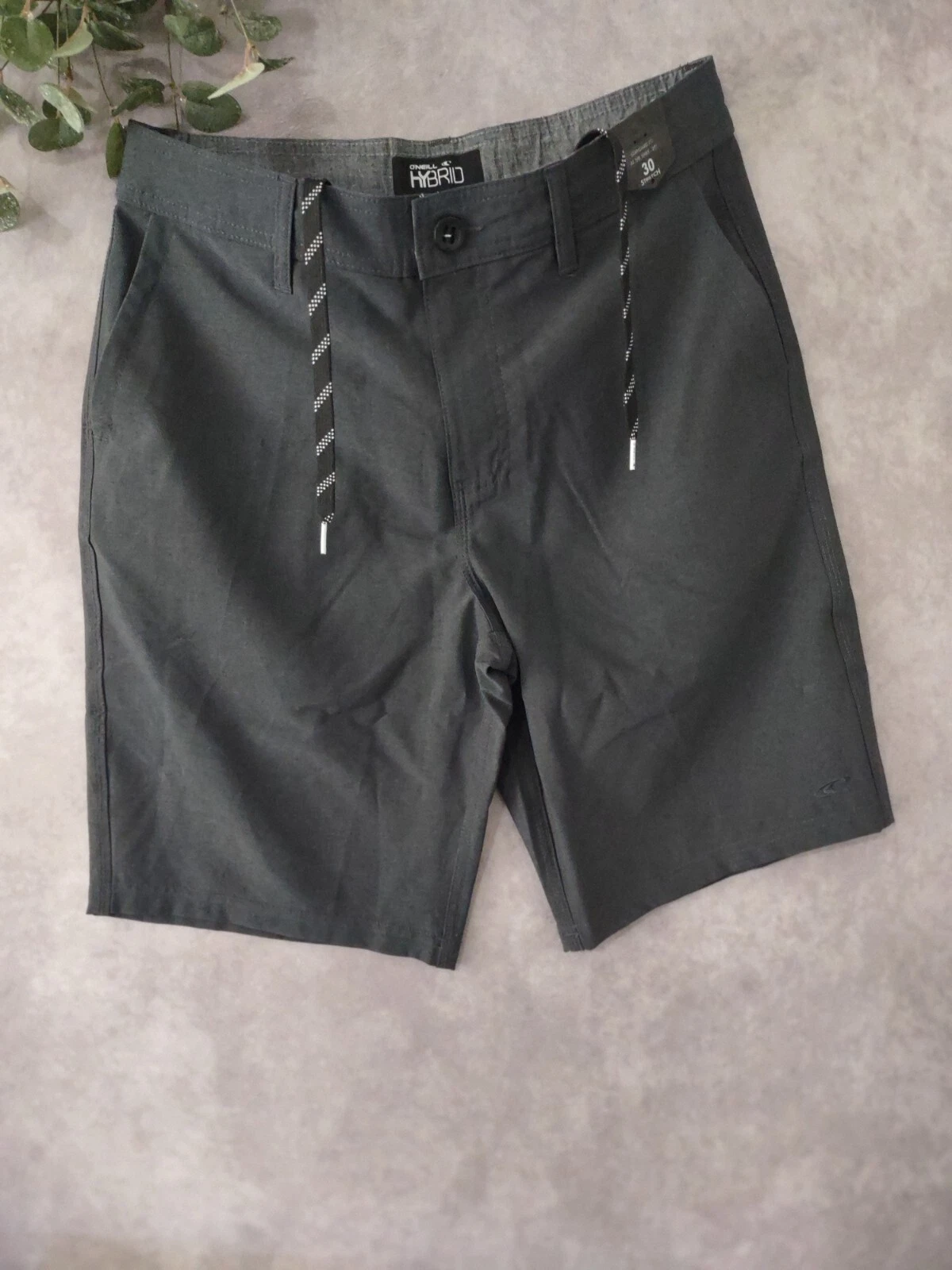 O’Neill Hybrid 20” Shorts Men’s Size 30 Gray Rear Zip Pocket Drawsstring Stretch