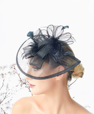 Black Feather Wedding Fascinator Woman Headpiece Cocktail Formal Tea Party Event