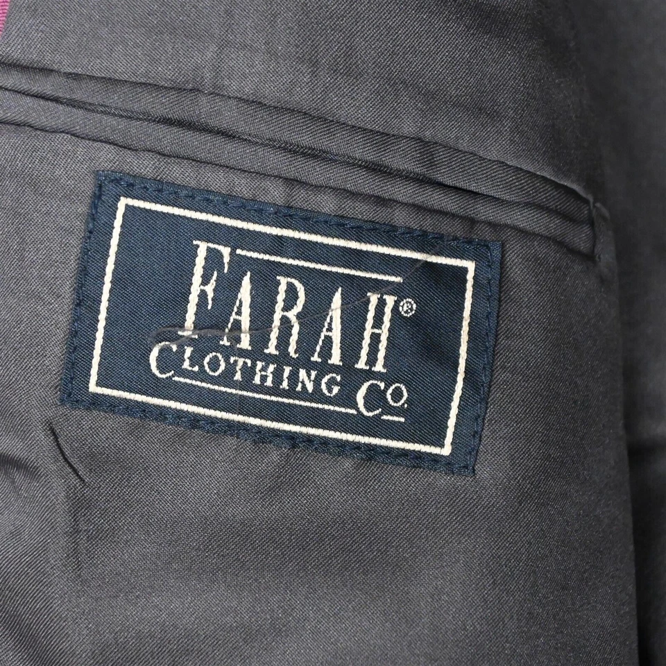 De Colección Farah 46R 38x30 Marrón Rayas Doble Pecho Hombre Chaqueta Pantalones Traje Foto 4 de 4