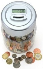 ELECTRONIC LCD COIN MONEY COUNTING JAR BOX SAVING SAFE DIGITAL PIGGY BANK NEW