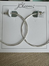 JBloom Design Fashion Trendy Jewelry Brushed Silver Hoop Drop Dangle Earrings