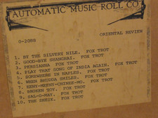 Coinola "O"  10 Tune Roll  # 0-2088. Re Cut roll