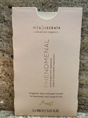 VITA LIBERATA Phenomenal Organic Tan Infused Cloths-2 Pack! Brand New Samples!