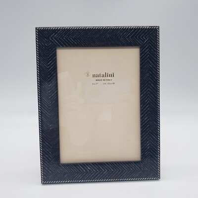 Natalini Hand Made in Italy Marquetry Black Herringbone 5x7 Picture Photo Frame