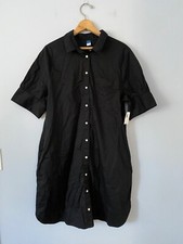 NWT Old Navy Black Button Front Shirt Dress, Size Large