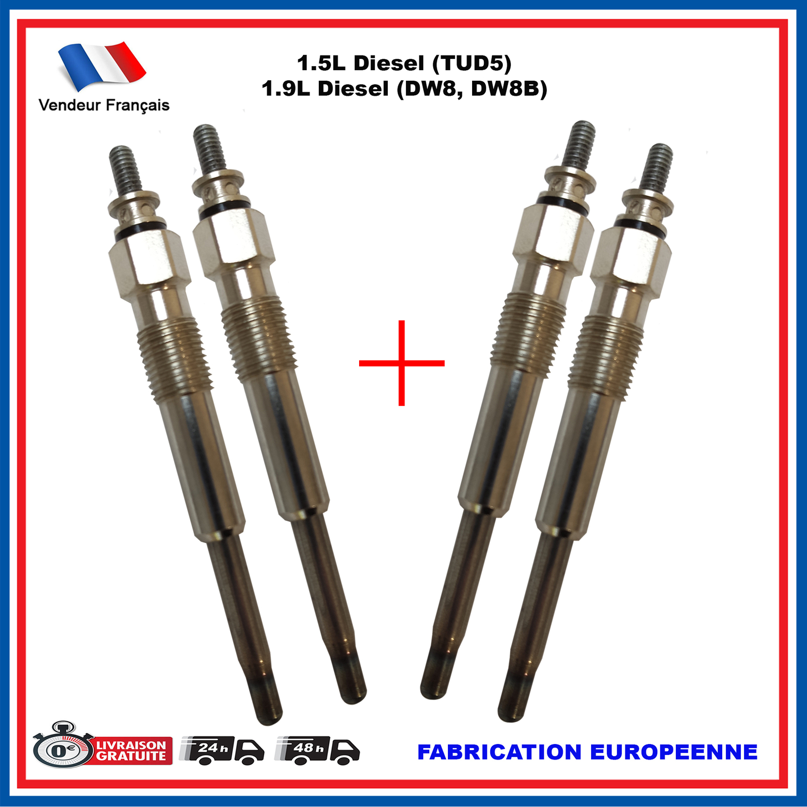 Bougie de préchauffage 345102 344895 344954 FG9002 pour voiture diesel