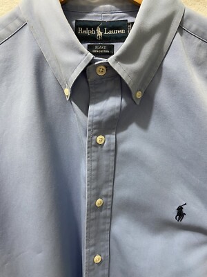 Ralph Lauren Shirt Vintage Button Down “Blake” Size L ) Blue Small