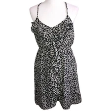 EYELASH COUTURE BLACK AND GRAY LEOPARD PRINT DRESS LARGE