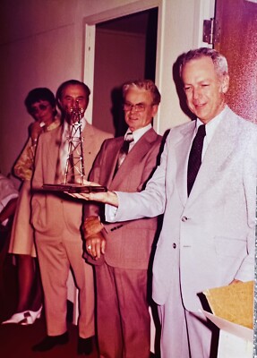 Business Man Oil Well Sculpture  1970 s Vintage Photo Picture Office  Exxon Co