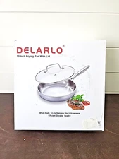 DELARLO Whole body Tri-Ply Stainless Steel 10 inch wok Pan With Glass cover...