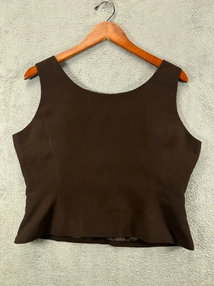 LE SUIT Mujer Petite Prendas para el torso 14P Marrón Blusa Sin Mangas Camisa Forrada Cremallera Lateral Foto 2 de 4