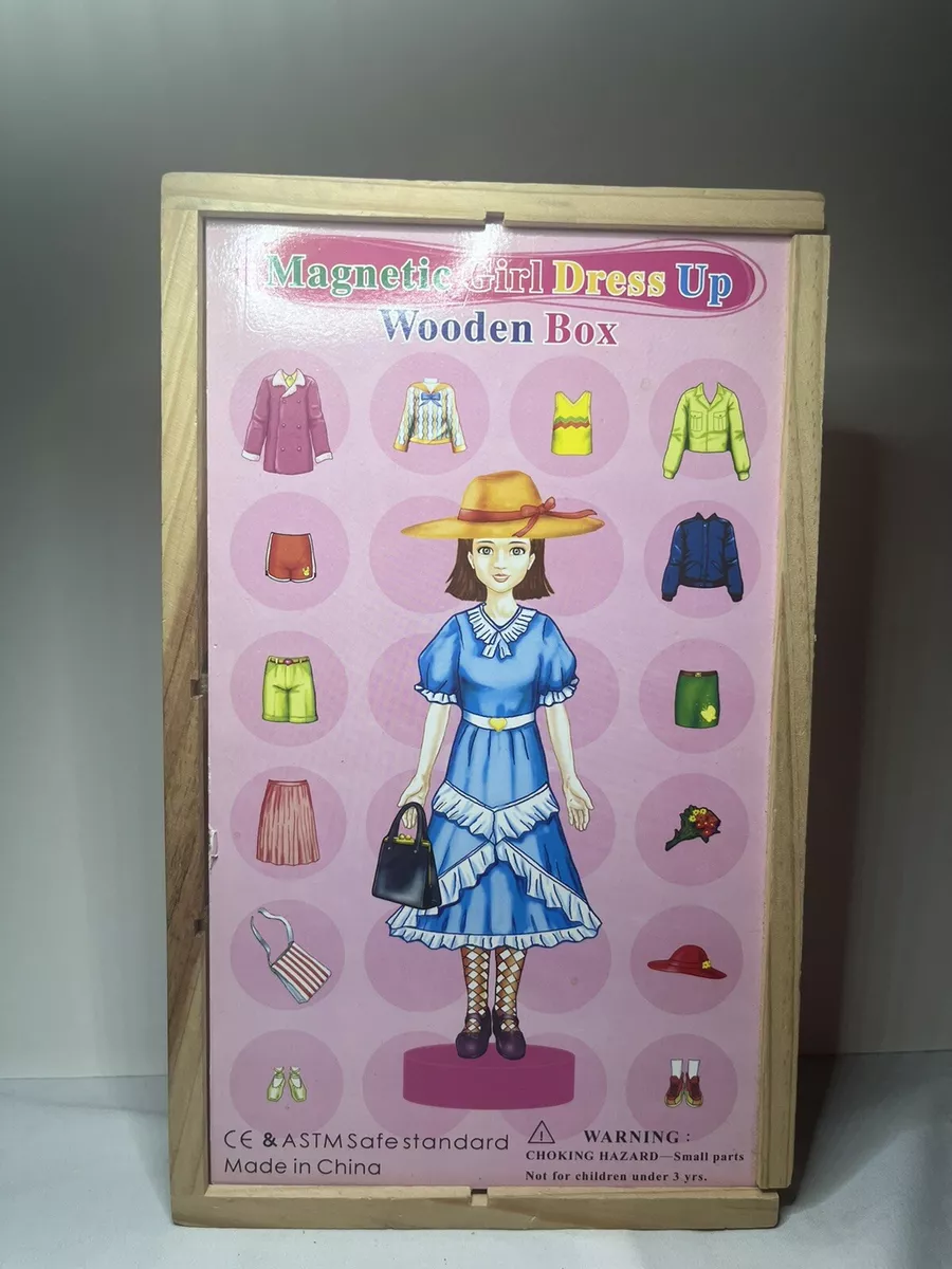 Magnetic Girl Dress Up Wood Box with Magnetic Clothes Novelty Item Kids Toy