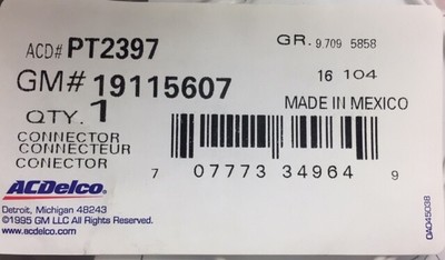 GM CONNECTOR C/LTR *BLACK 19115607 | eBay