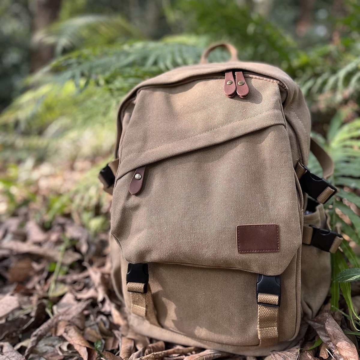 Wassdins Canvas Backpack - Lightweight Daypack For Women & Men, Casual Rucksack, Durable Polyester